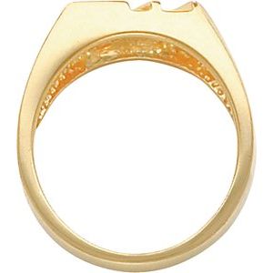 14K Yellow Gold Natural Black Onyx & 1/10 CTW Natural Diamond Ring