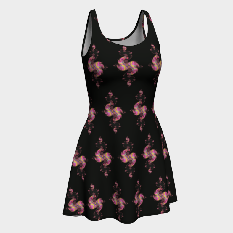 Women's Pink Paisley Short Flared Dress