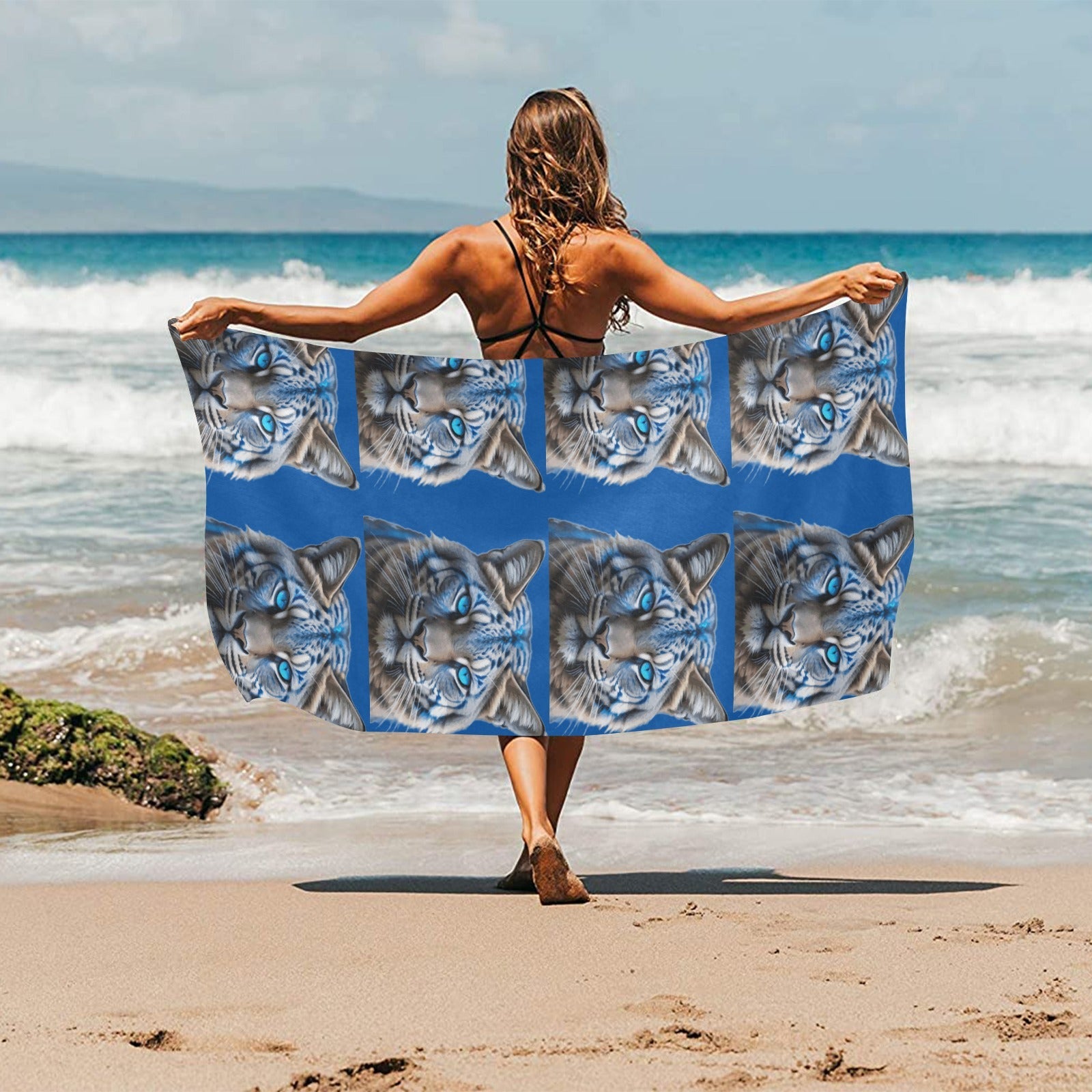 Blue Wildcat Beach Towel - 30"x 60" (Made in USA)