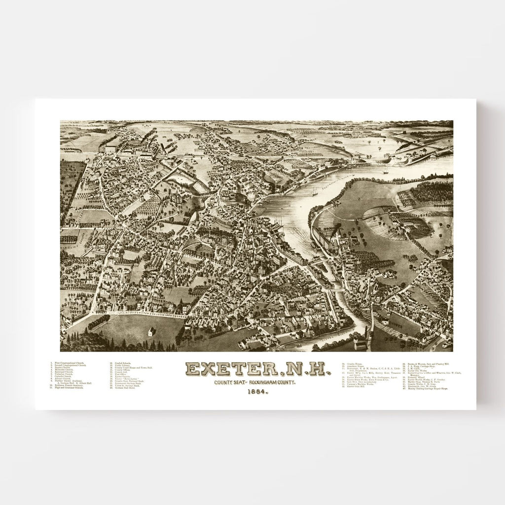 Vintage Map of Exeter, New Hampshire 1884