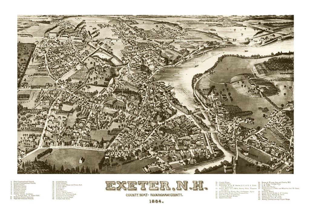 Vintage Map of Exeter, New Hampshire 1884