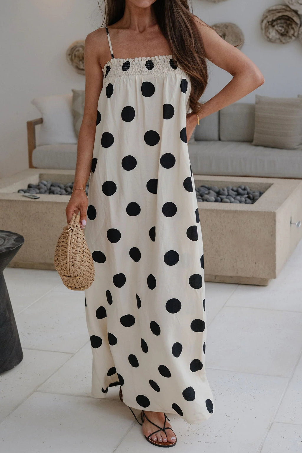 Polka Dot Spaghetti Strap Maxi Dress
