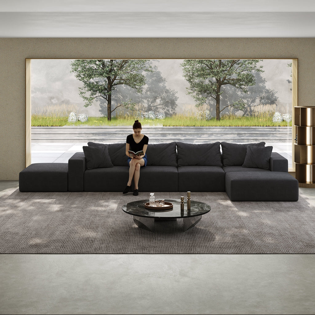 Oversized sponge cloud sofa,Modern Upholstered Sectional Sofa Couch Set,Modular 162' L Shaped Sectional Living Room Sofa Set With 6 Pillows,Free Combination Sofa Couch for Living Room,Bedroom