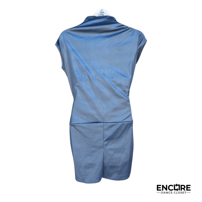 Blue Silk Onesie with Silver Applique