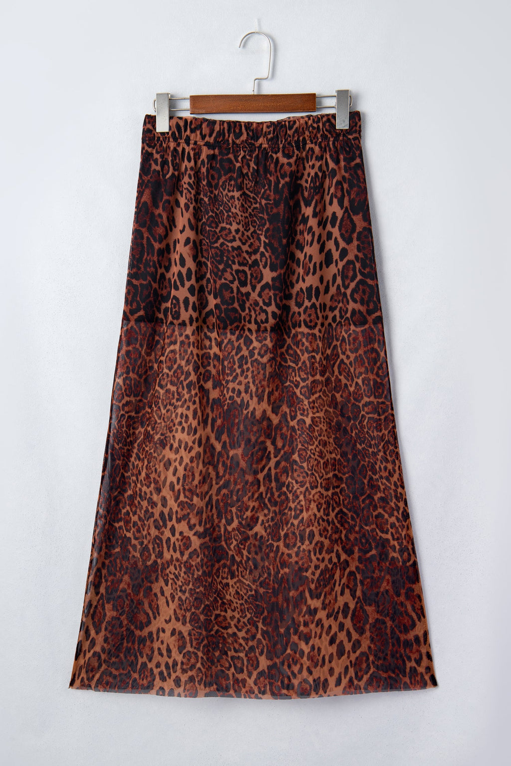 Leopard Mesh Sheer Maxi Skirt