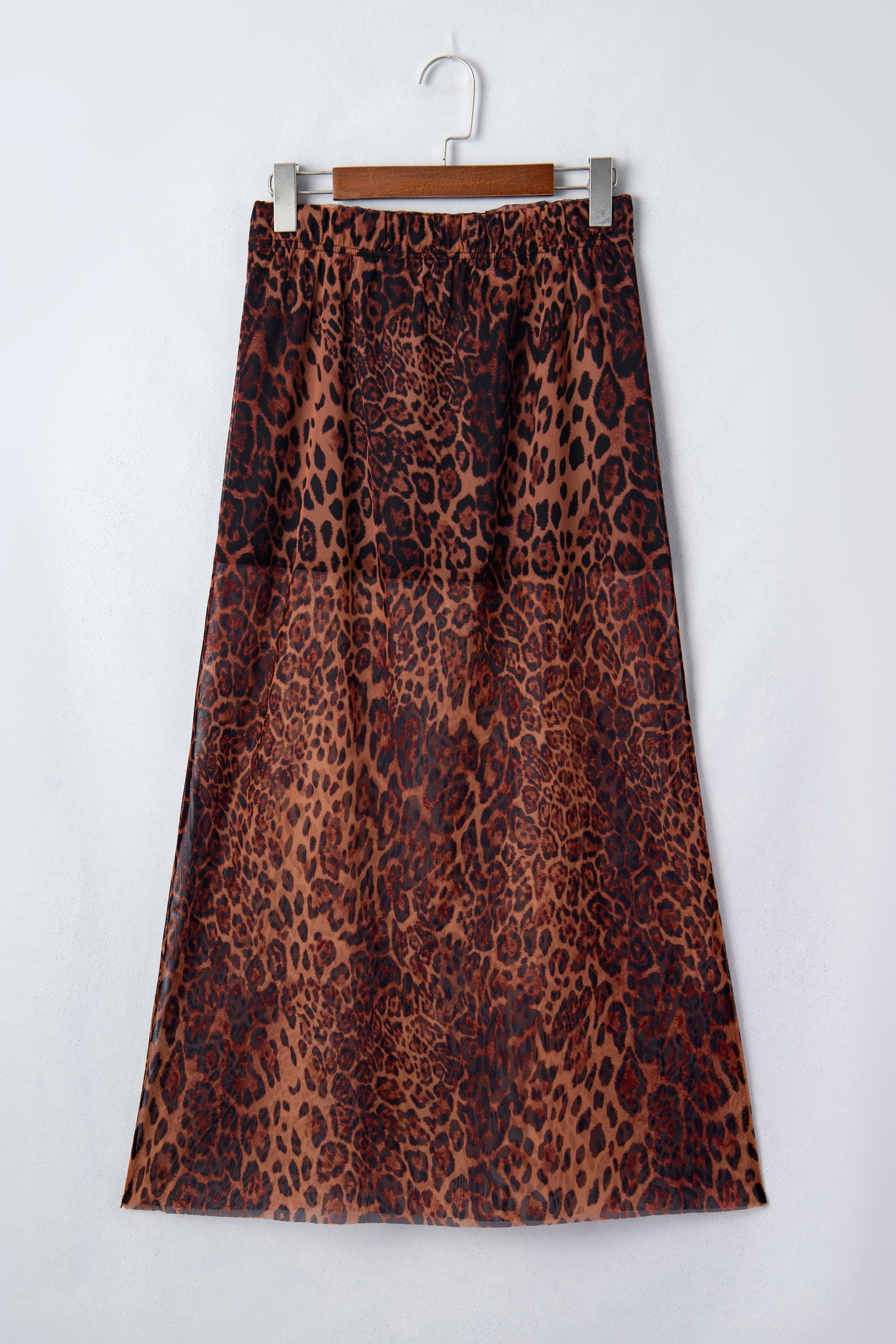 Leopard Mesh Sheer Maxi Skirt