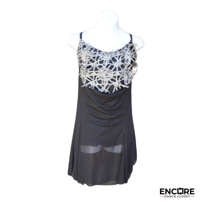 Black Leotard with Sparkling Mesh Overlay