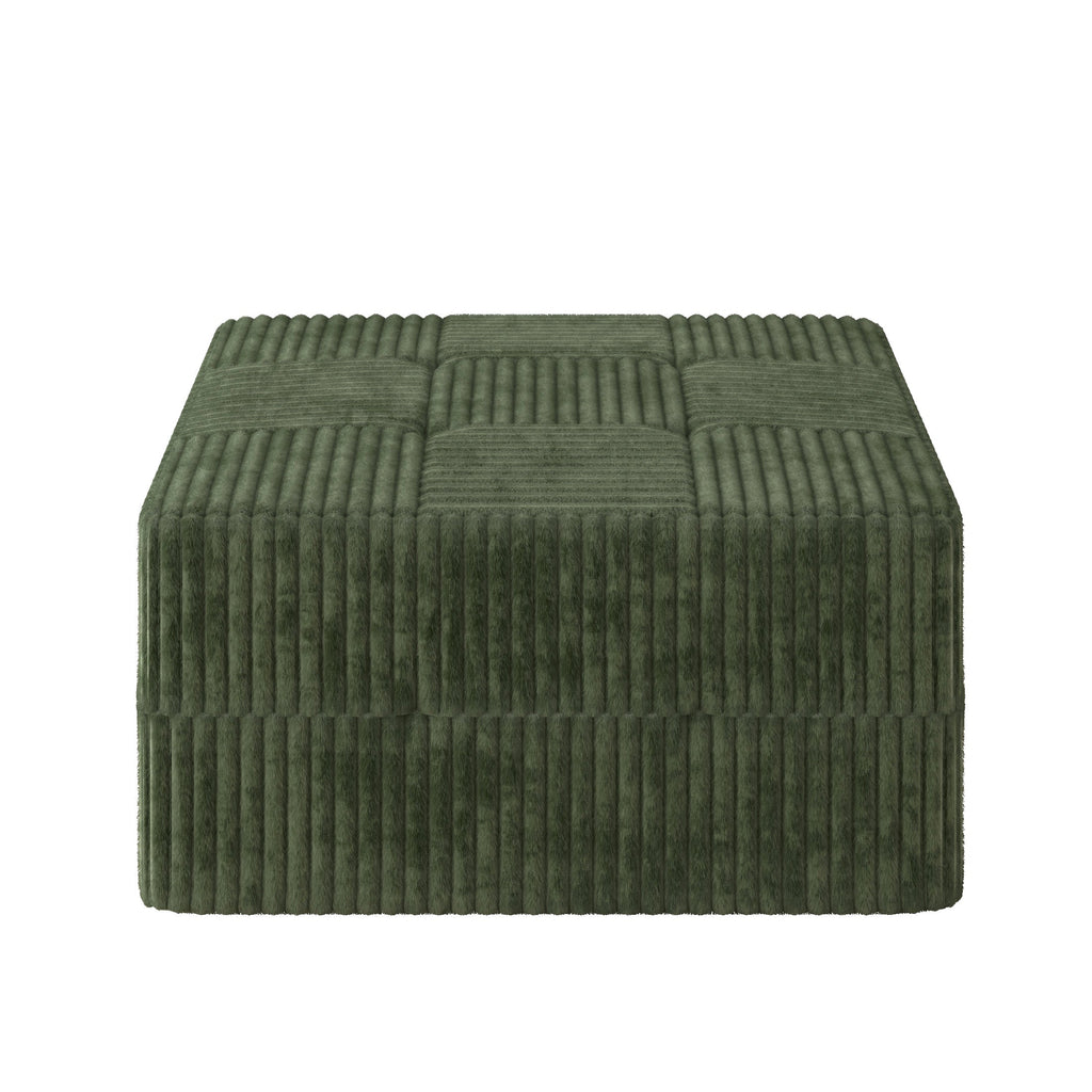 L shape Modular Sectional Sofa, Compressed Sectional Sofa Modern Minimalist Style Corduroy Couch, Sleeper Sofa for Living Room, Bedroom, Comfy Compressed Sofa Couch Space-Efficient Design-GREEN