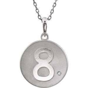 Sterling Silver .005 CT Natural Diamond Numeral 8 18" Necklace