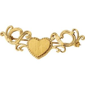 10K Yellow Gold Heart Brooch