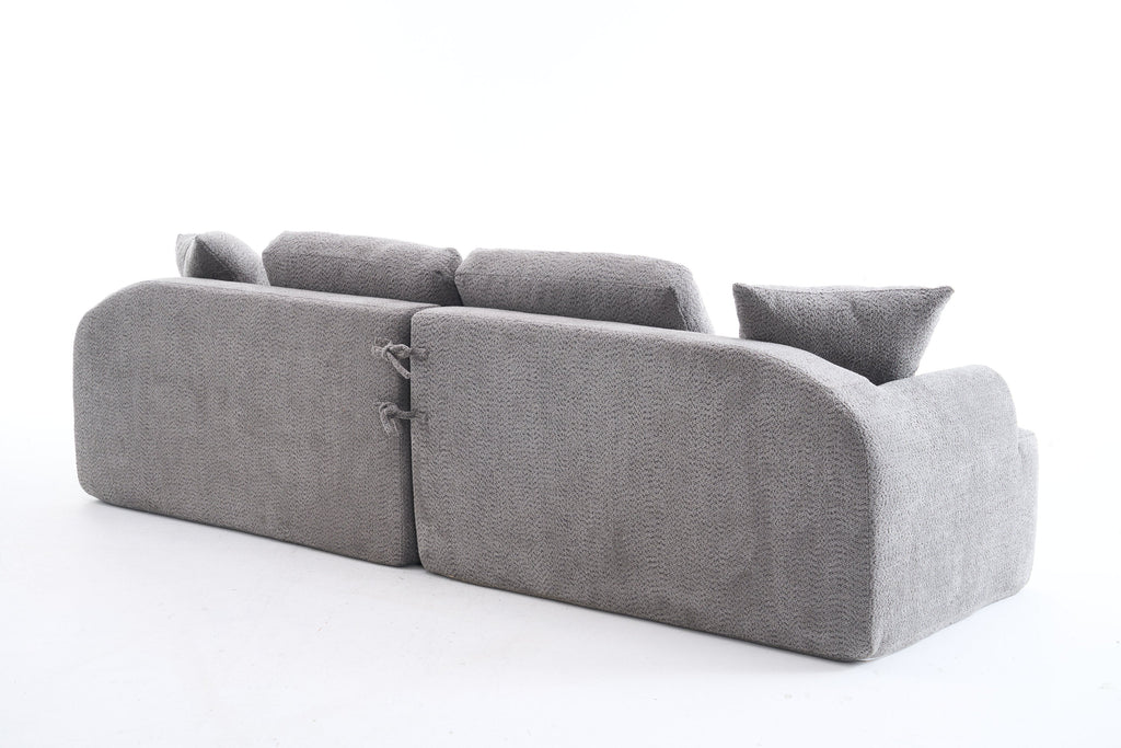 LY-024GY COMPRESSION SOFA: 4-seater combined sofa, Crochet Yarn Fabric, full sponge compression sofa,combined sofa with 4 pillows for home living/ Home Furniture/ Apartment/Office/House