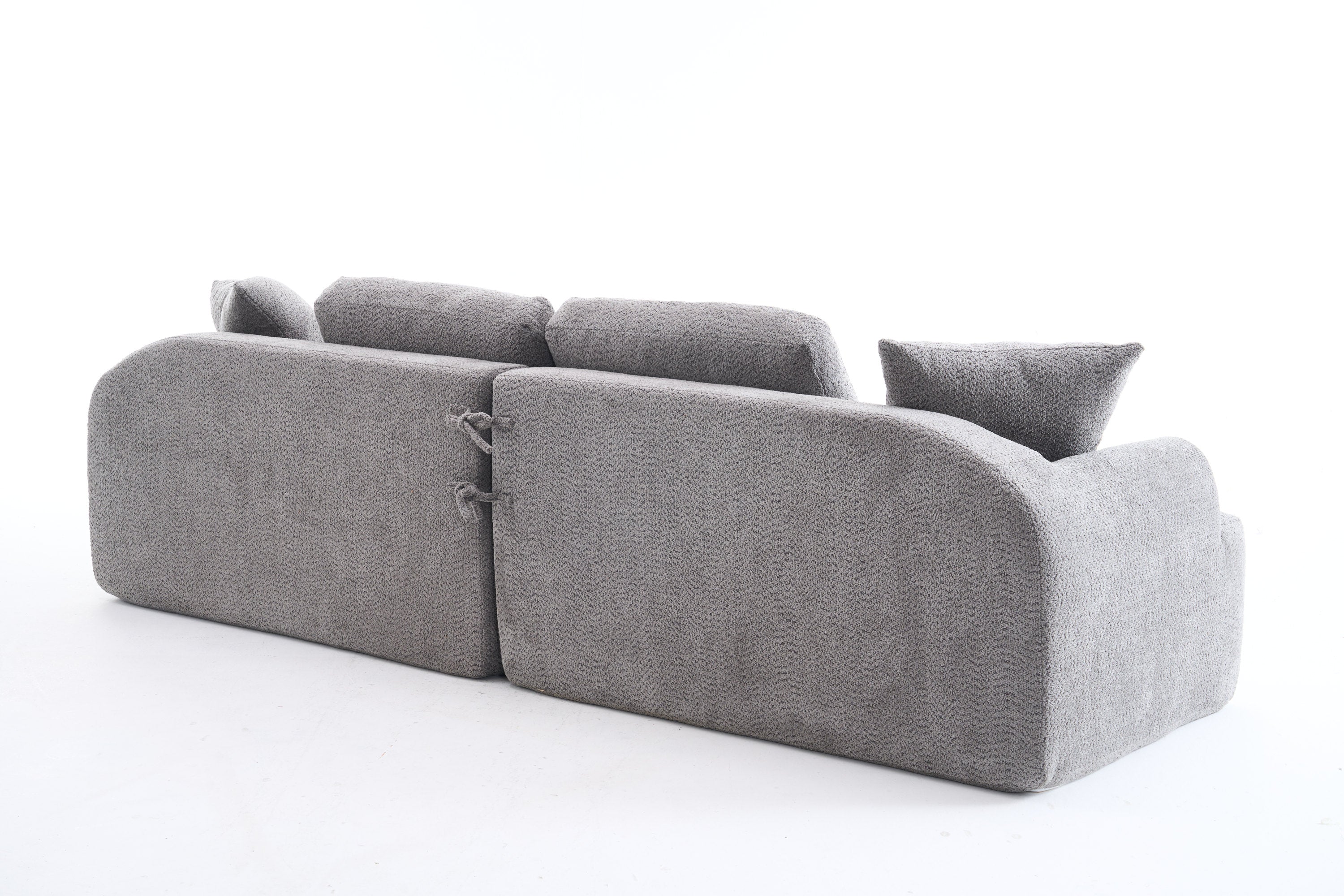 LY-024GY COMPRESSION SOFA: 4-seater combined sofa, Crochet Yarn Fabric, full sponge compression sofa,combined sofa with 4 pillows for home living/ Home Furniture/ Apartment/Office/House