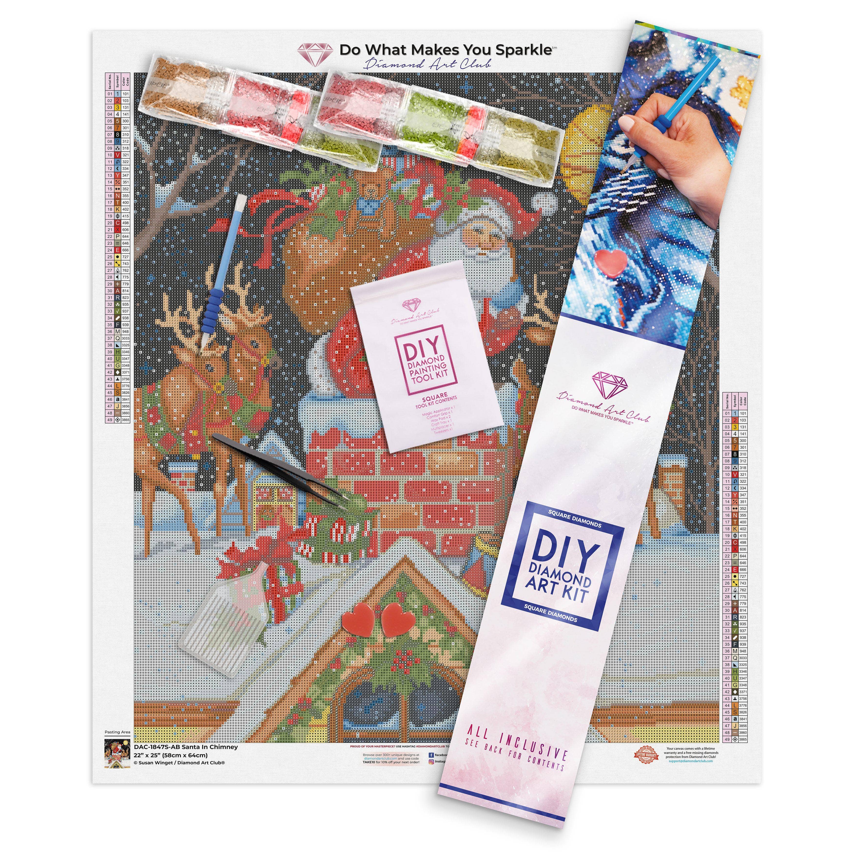 Diamond Art Club – Santa in the Chimney Christmas Diamond Painting (Square Drill, 22" x 25")