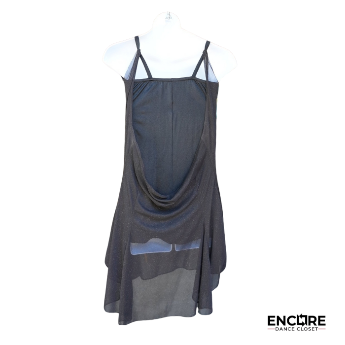 Black Leotard with Sparkling Mesh Overlay