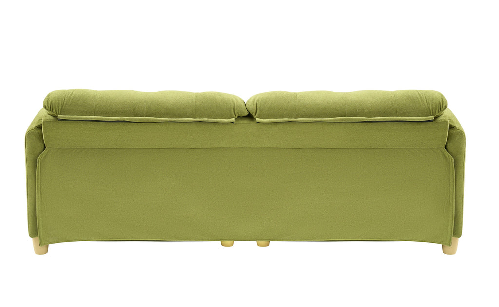 French retro cloud fabric double-seat creamy style straight-line sofa for the living room.