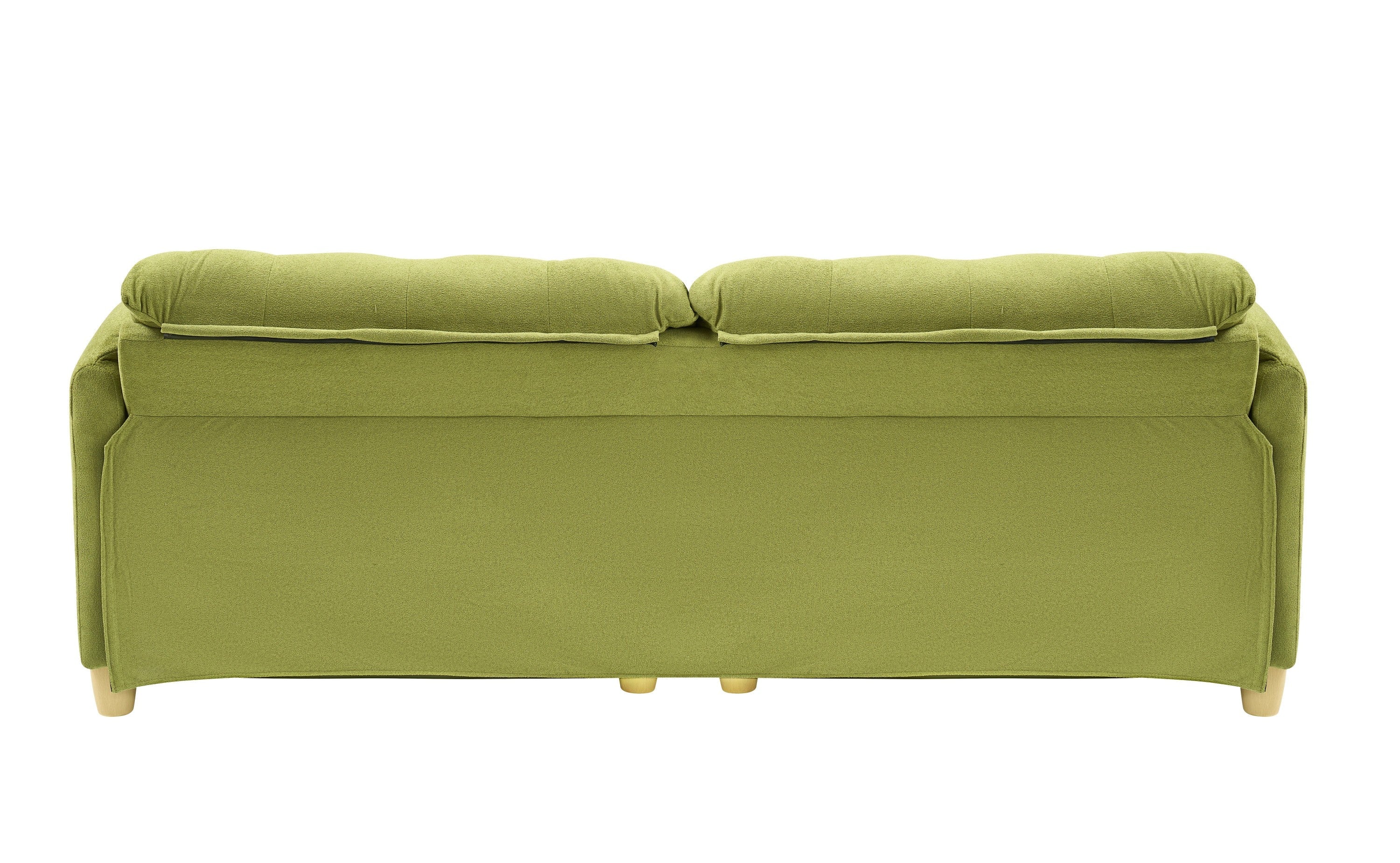 French retro cloud fabric double-seat creamy style straight-line sofa for the living room.