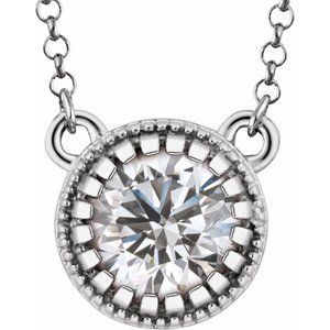 14K White Gold Natural White Sapphire "April" 18" Birthstone Necklace