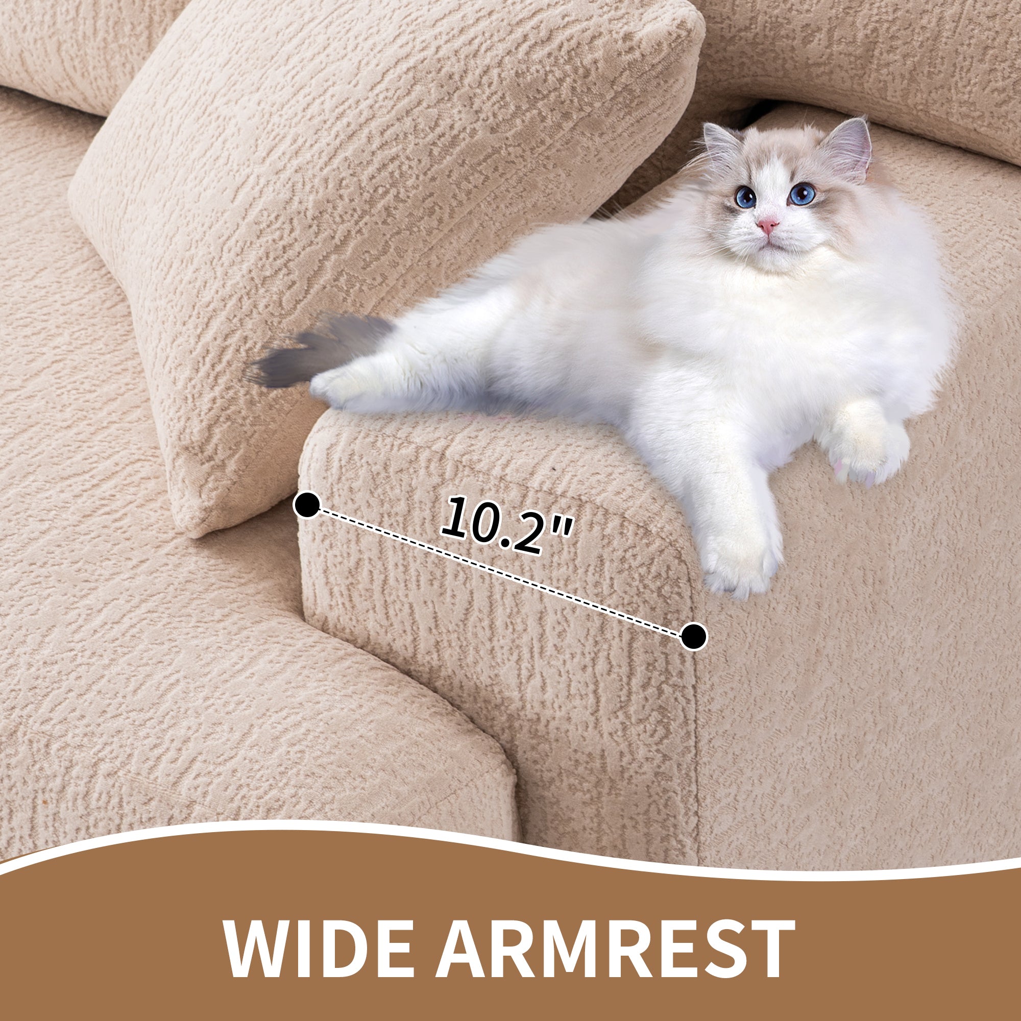 LY-029 APRICOT COMPRESSION SOFA: 4-seater combined sofa, Wood Grain Chenille fabric, full sponge compression sofa,combined sofa with 2 pillows  for living/ Home Furniture/ Apartment