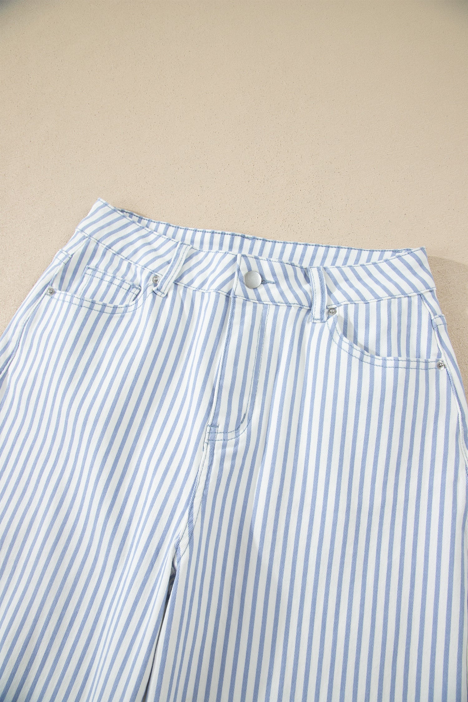 Stripe Denim High Waist Barrel Leg Jeans