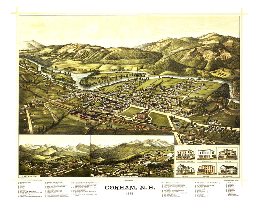 Vintage Map of Gorham, New Hampshire 1888