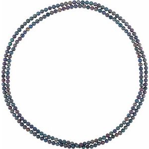 8-8.5 mm Cultured Black Freshwater Pearl 72" Rope Necklace