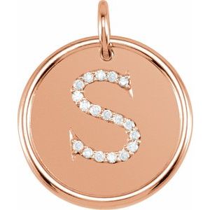 14K Rose Gold 1/10 CTW Natural Diamond Posh Mommy® Initial S Pendant
