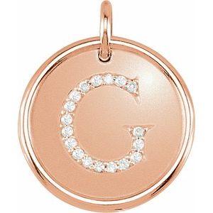 14K Rose Gold 1/10 CTW Natural Diamond Posh Mommy® Initial G Pendant