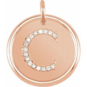 14K Rose Gold .06 CTW Natural Diamond Posh Mommy® Initial C Pendant