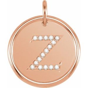 14K Rose Gold .08 CTW Natural Diamond Posh Mommy® Initial Z Pendant