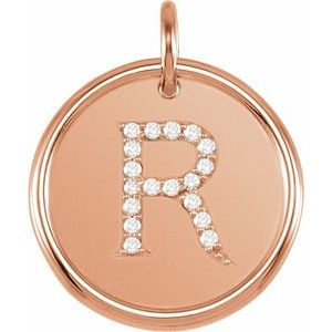 14K Rose Gold .07 CTW Natural Diamond Posh Mommy® Initial R Pendant