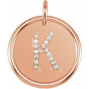 14K Rose Gold .08 CTW Natural Diamond Posh Mommy® Initial K Pendant