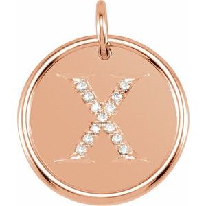 14K Rose Gold .05 CTW Natural Diamond Posh Mommy® Initial X Pendant