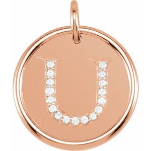 14K Rose Gold .08 CTW Natural Diamond Posh Mommy® Initial U Pendant