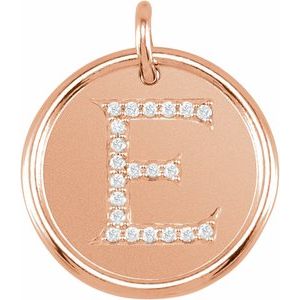 14K Rose Gold 1/10 CTW Natural Diamond Posh Mommy® Initial E Pendant