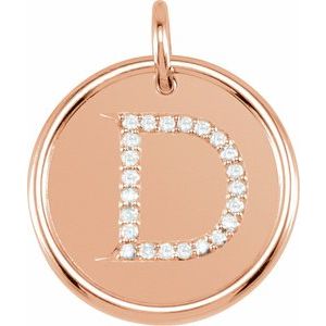 14K Rose Gold .08 CTW Natural Diamond Posh Mommy® Initial D Pendant