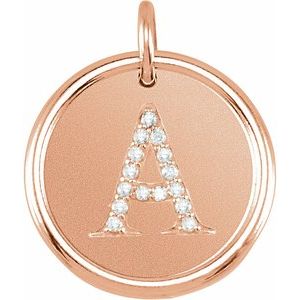 14K Rose Gold .08 CTW Natural Diamond Posh Mommy® Initial A Pendant