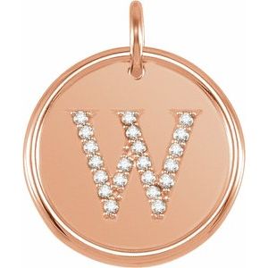 14K Rose Gold 1/10 CTW Natural Diamond Posh Mommy® Initial W Pendant