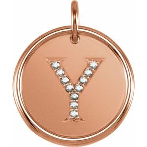 14K Rose Gold .06 CTW Natural Diamond Posh Mommy® Initial Y Pendant