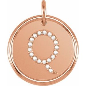 14K Rose Gold 1/10 CTW Natural Diamond Posh Mommy® Initial Q Pendant