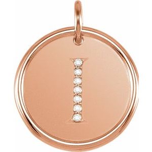 14K Rose Gold .04 CTW Natural Diamond Posh Mommy® Initial I Pendant
