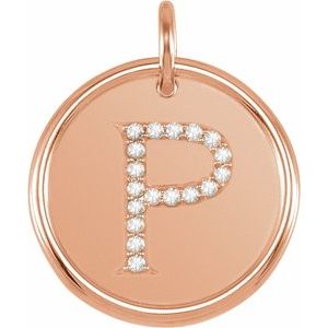 14K Rose Gold 1/10 CTW Natural Diamond Posh Mommy® Initial P Pendant