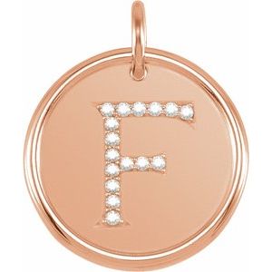 14K Rose Gold .08 CTW Natural Diamond Posh Mommy® Initial F Pendant