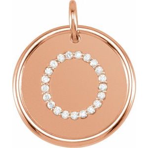 14K Rose Gold 1/10 CTW Natural Diamond Posh Mommy® Initial O Pendant