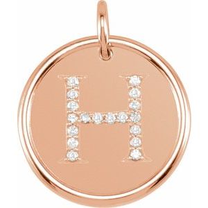 14K Rose Gold .07 CTW Natural Diamond Posh Mommy® Initial H Pendant