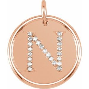14K Rose Gold 1/8 CTW Natural Diamond Posh Mommy® Initial N Pendant