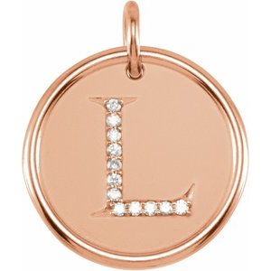 14K Rose Gold .06 CTW Natural Diamond Posh Mommy® Initial L Pendant