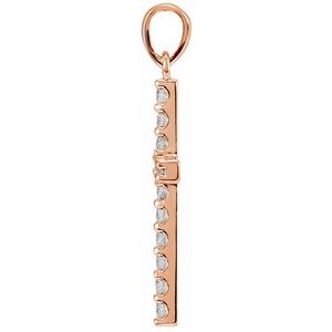 14K Rose Gold 1/8 CTW Lab-Grown Diamond Cross Pendant
