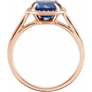14K Rose Gold Lab-Grown Blue Sapphire & .05 CTW Natural Diamond Ring