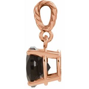14K Rose Gold Natural Black Onyx Rope Pendant