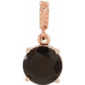 14K Rose Gold Natural Black Onyx Rope Pendant